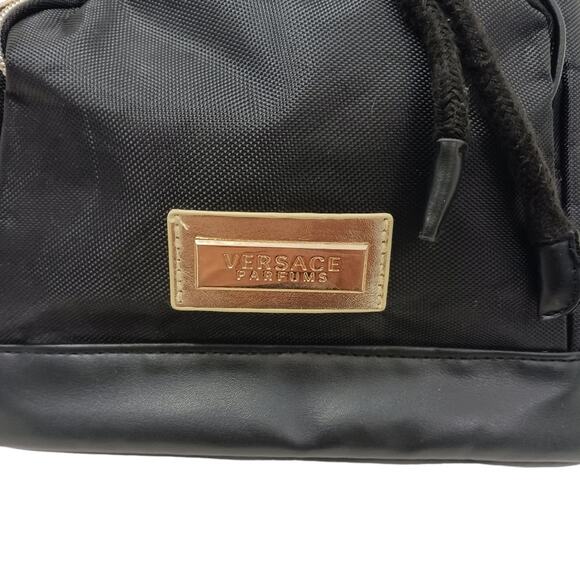 Yoga Tote Backpack VERSACE Parfum Gold LOGO BLACK Drawstring Bucket Zucca - Picture 4 of 16